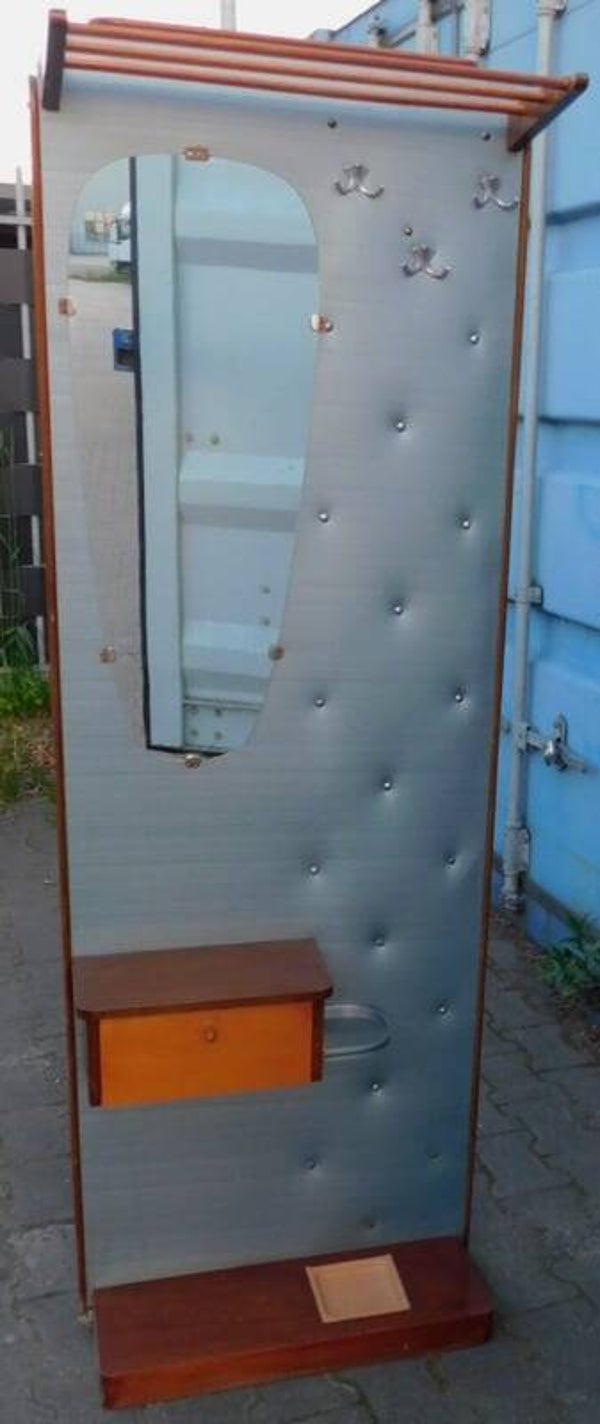 Vintage / Retro Kapstok met spiegel, z.g.n een garderobewand