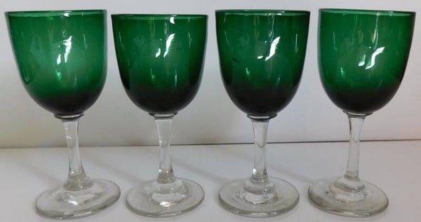 Antieke Bristol green wijnglazen, ca. 1880