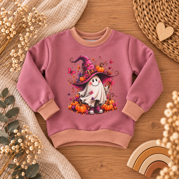 Unikat Halloween-Pullover „Geist“ | Gr. 86