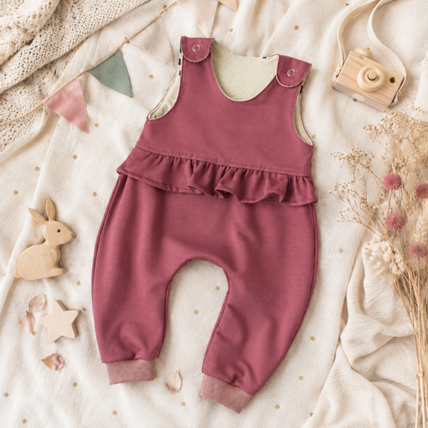 Baby Romper Altrosa aus French Terry – Handmade Strampler für Mädchen | Gr. 50–98