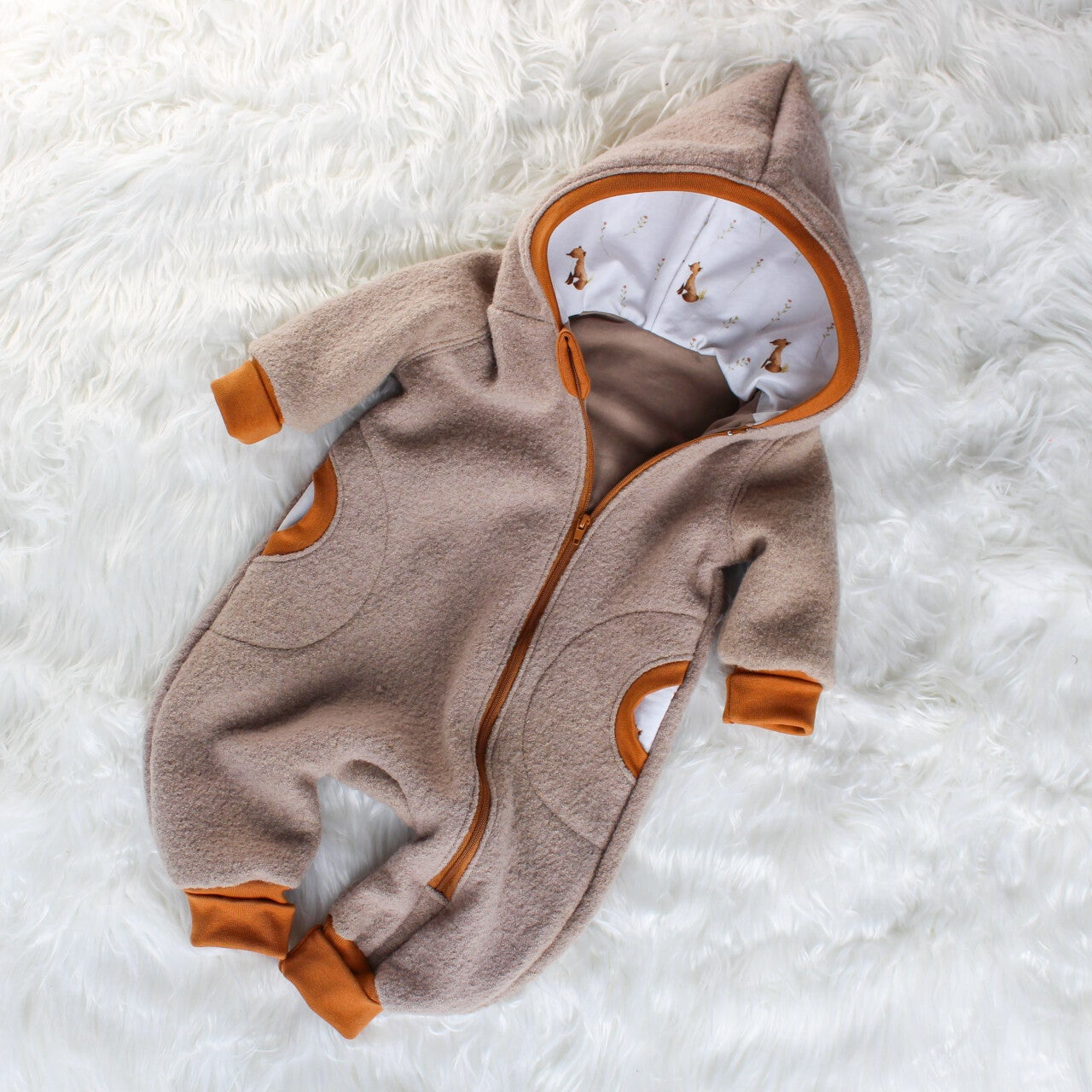 Walkoverall - Beige mit Fuchs