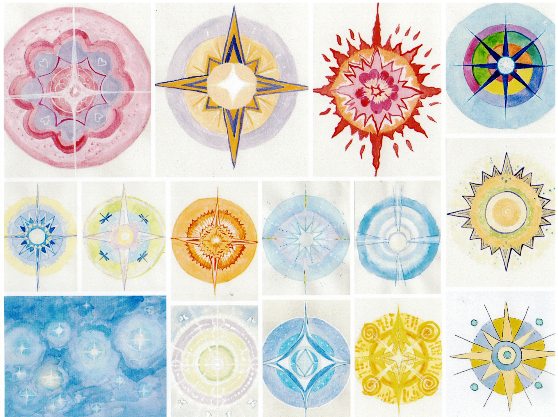 Group of fifteen watercolours representing the Behenian stars