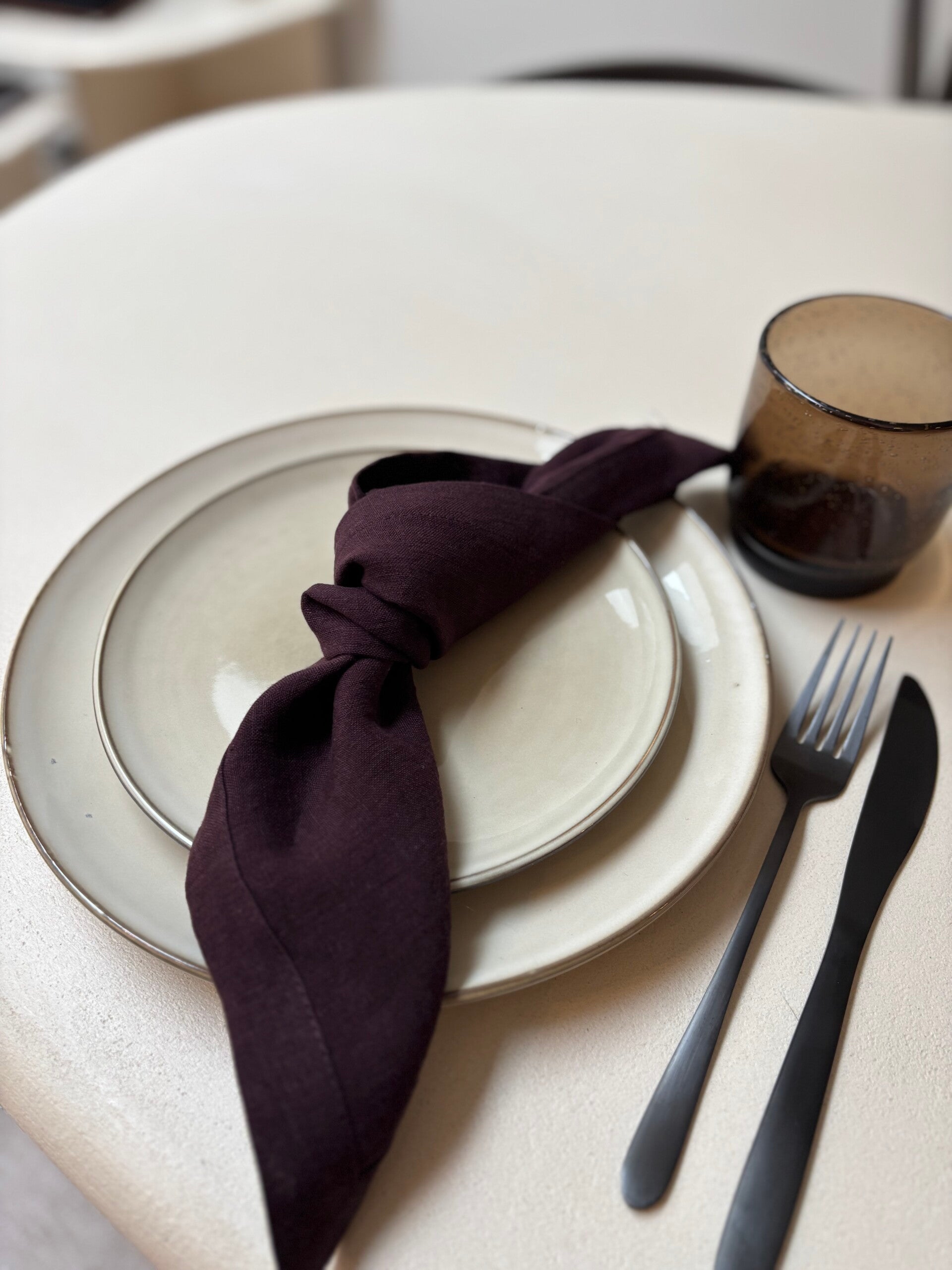 Servet linnen dieppaars 40x40