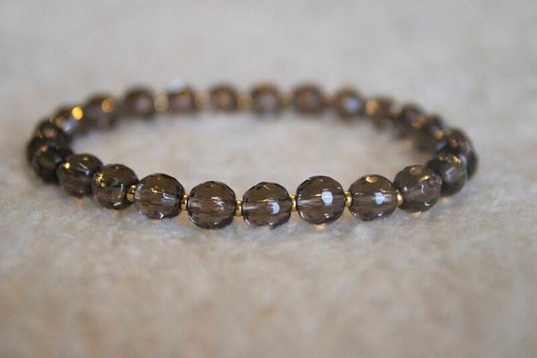 Bracelet quartz fumée à facette
