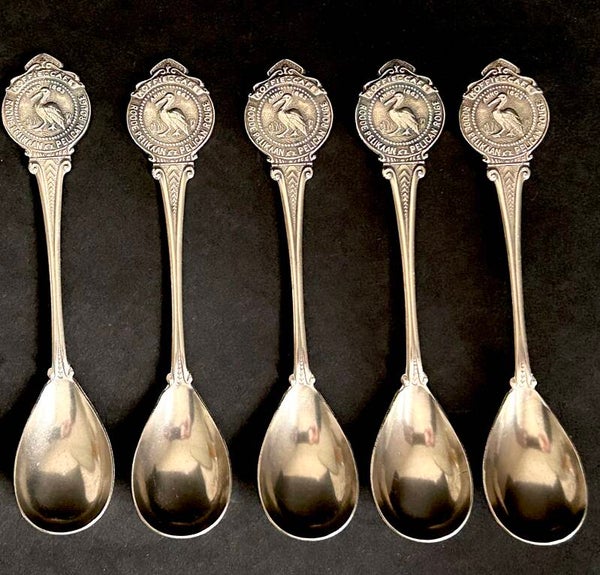 roode pelikaan pelican rouge verzilverde koffie thee lepels