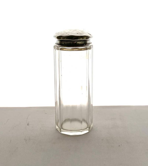 Kristallen kaptafelpotje met Engels zilveren stop
