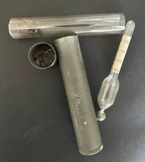 oud antieke densimeter dichtheidsmeter originele koker