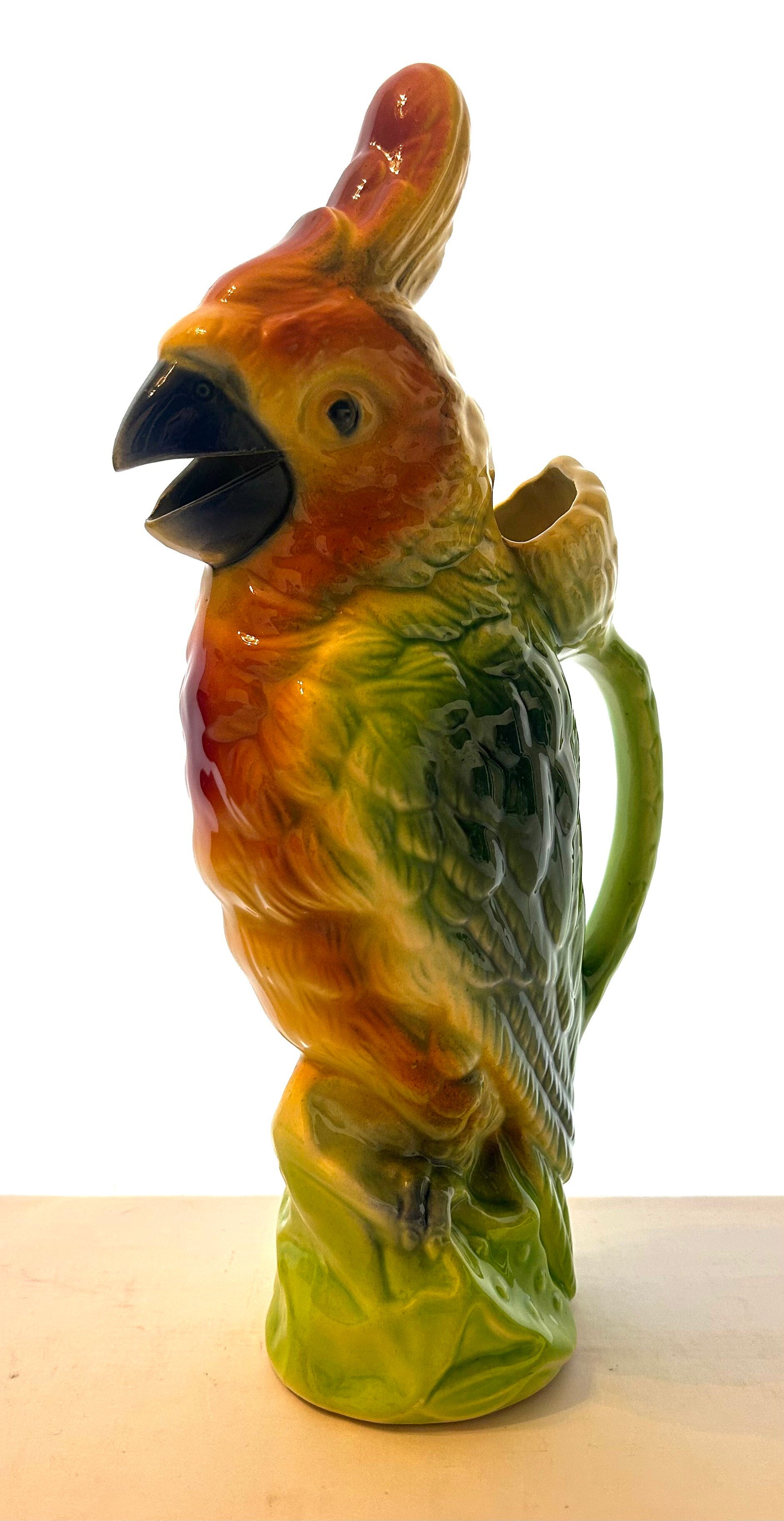 Saint Clément France Majolica papegaai perroquet schenkkan barbotine