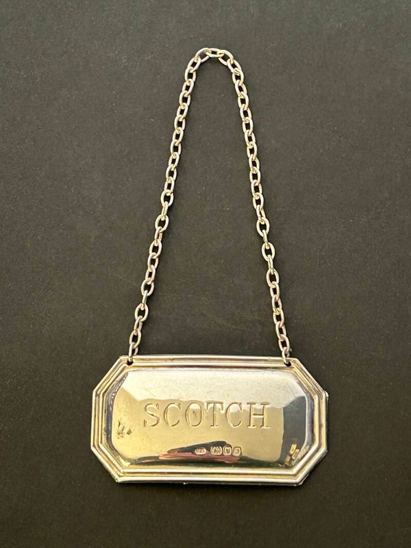 Engels zilver English sterling silver decanter karaf label