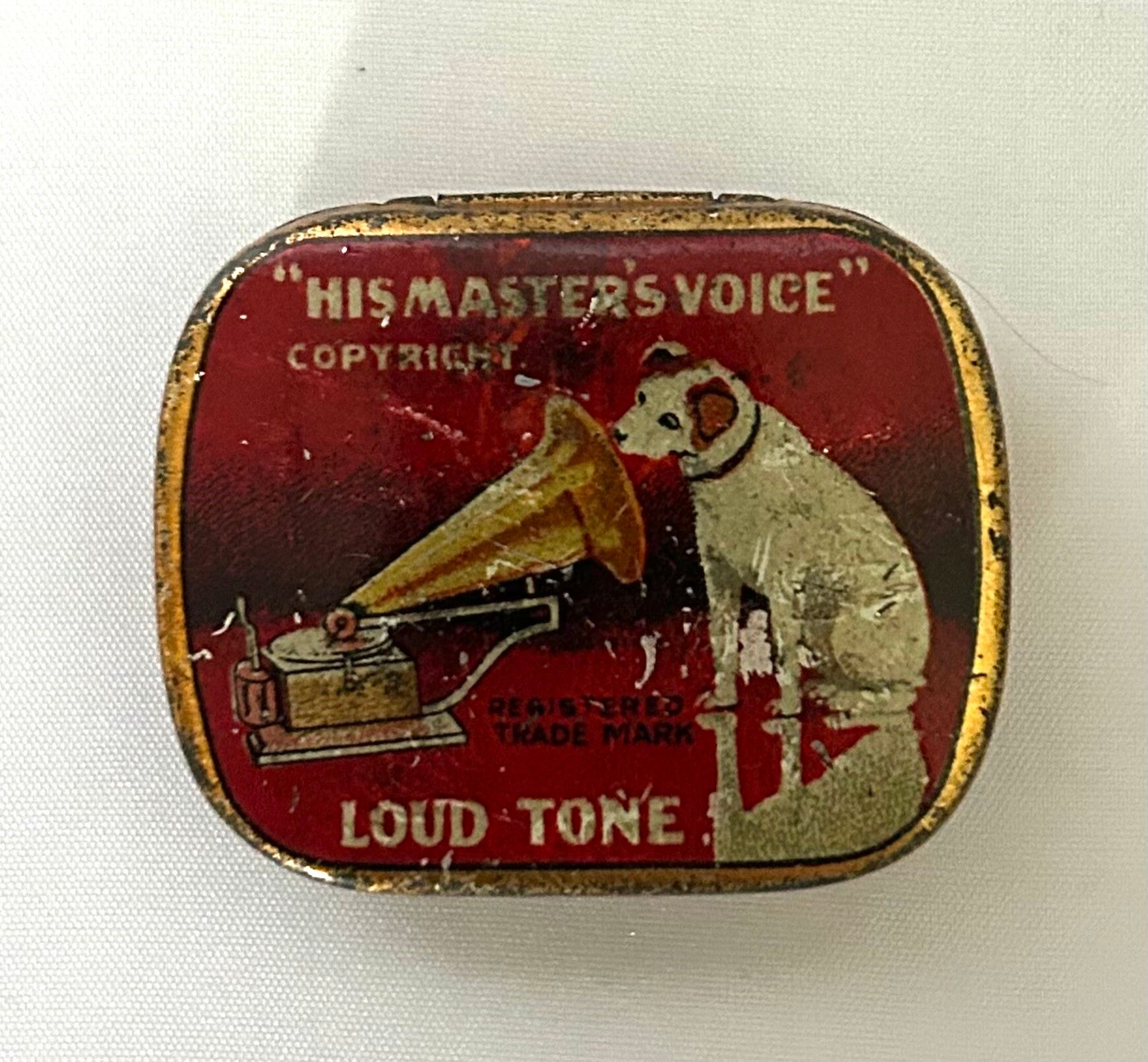 oud blikken naaldendoosje His masters voice