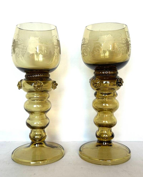 2 glazen roemer Jugendstil wijnglas Theresienthal
