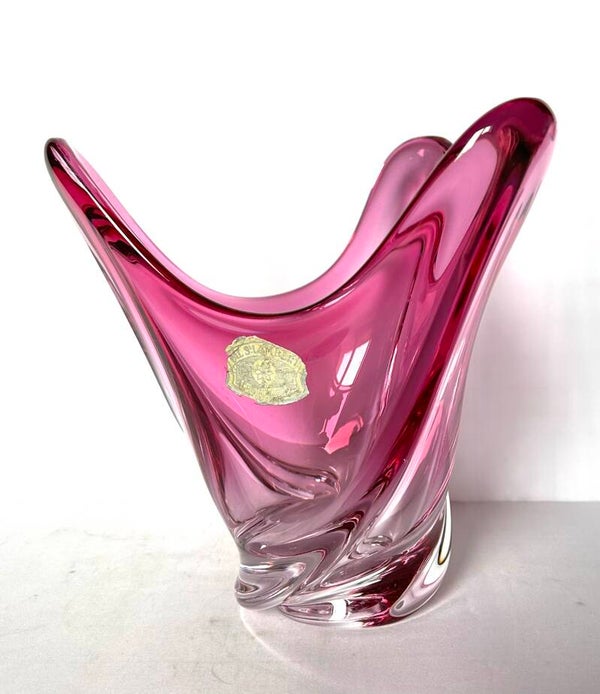 Val Saint Lambert vaas roze kristal