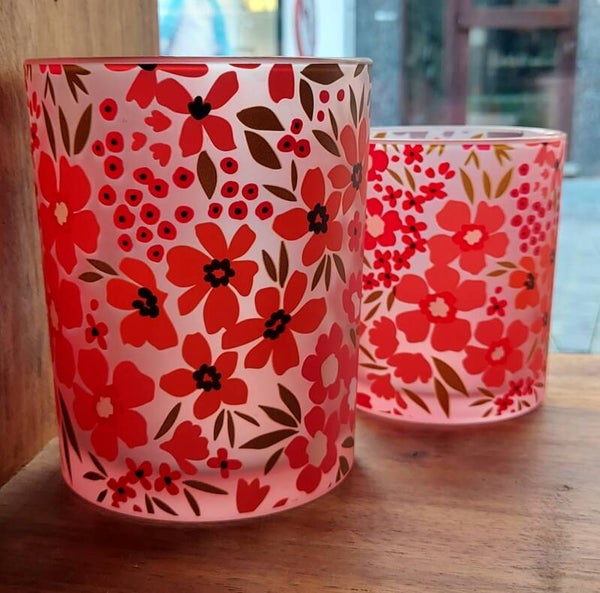 THEELICHTHOUDER Bloemen | Roze