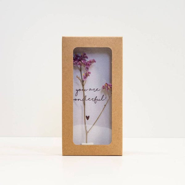 GESCHENKDOOSJE Met kaartje en droogbloempje