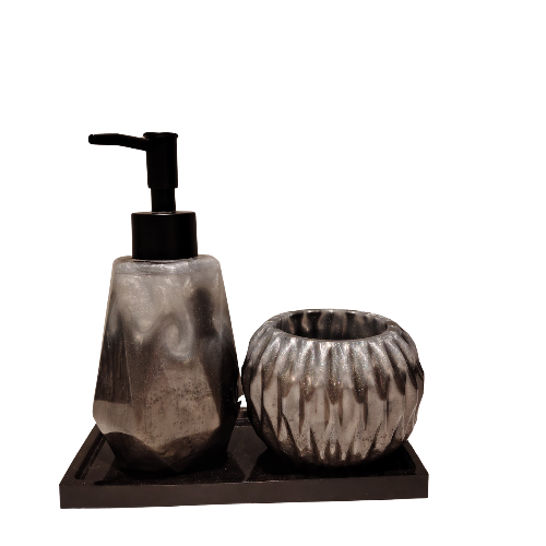 Zeepset donkerbruin/grijs