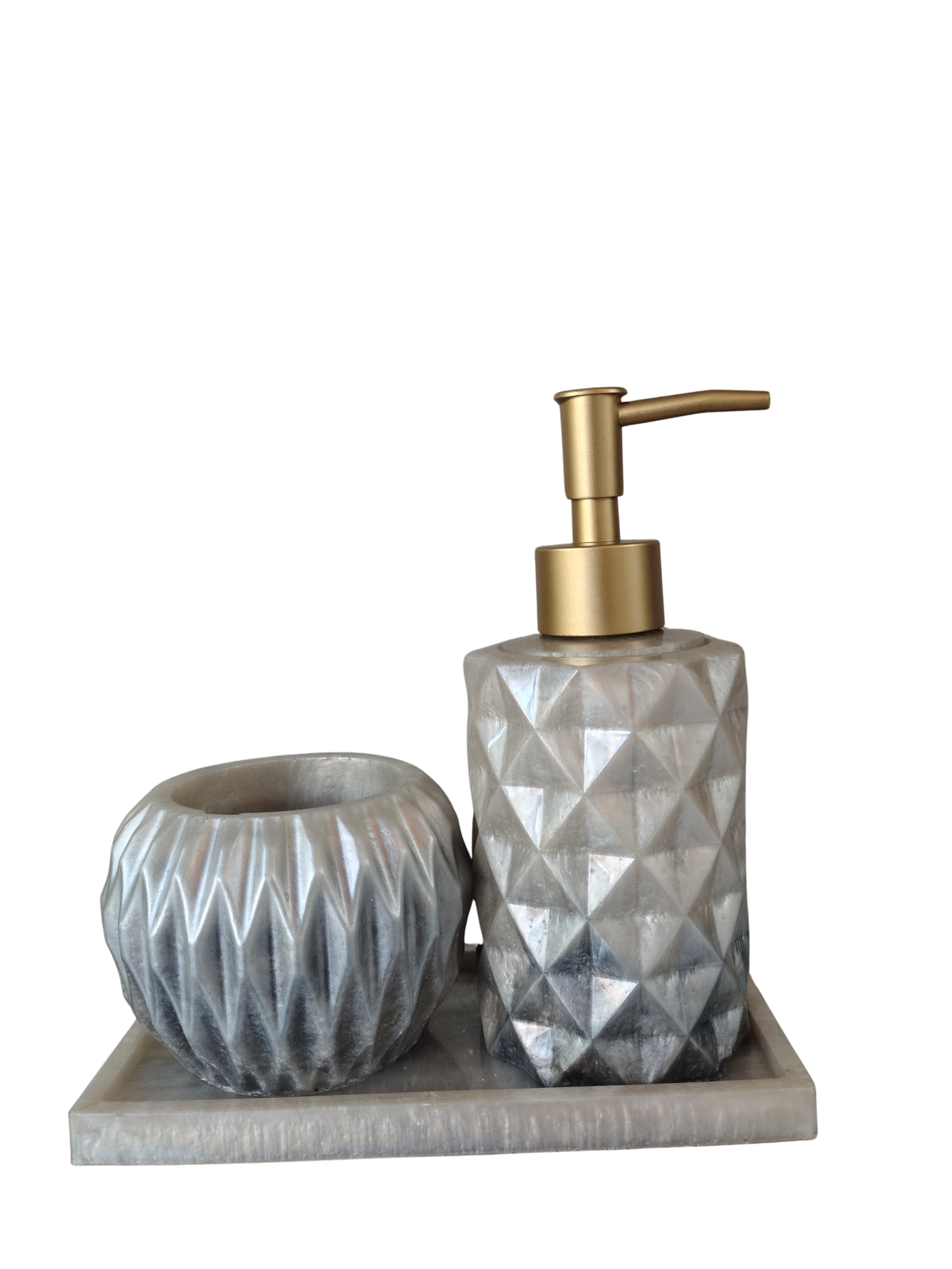 Zeepdispenser beige/grijs