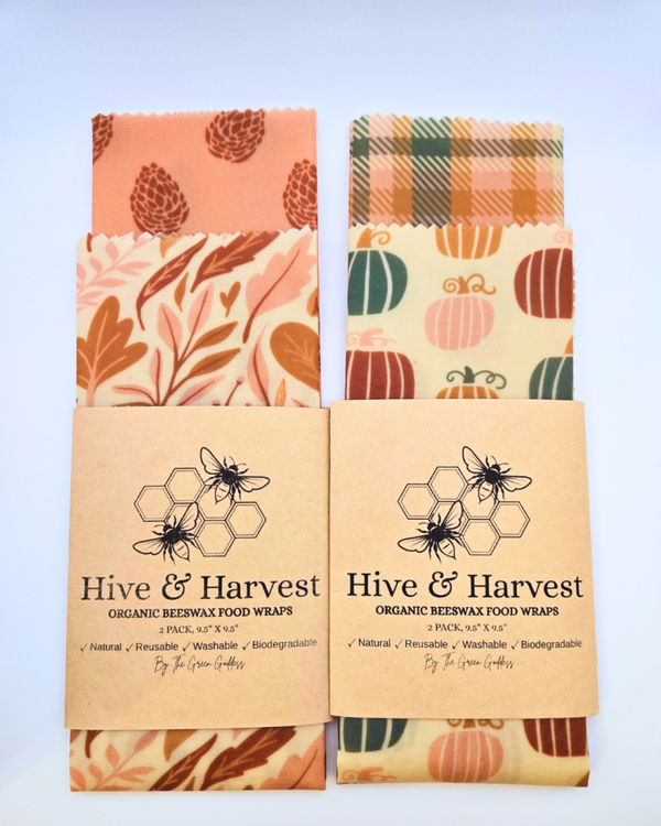 Hive & Harvest - Organic Beeswax Food Wraps 9.5" x 9.5" (set of 2 medium wraps) - Autumn