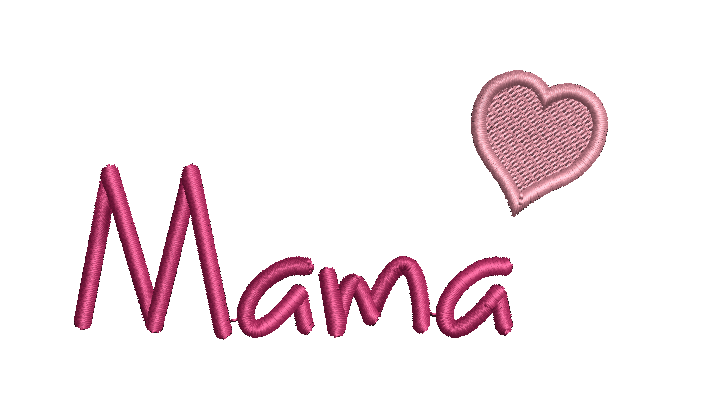 Digitale download machinaal borduurbestand Mama met hartje 2 kleuren