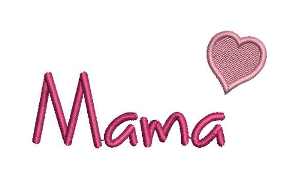 Digitale download machinaal borduurbestand Mama met hartje 2 kleuren