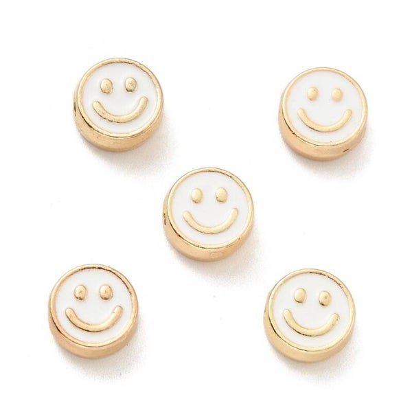 SMILEY Wit, 8x4mm, Gat: 1.6mm per 5 stuks