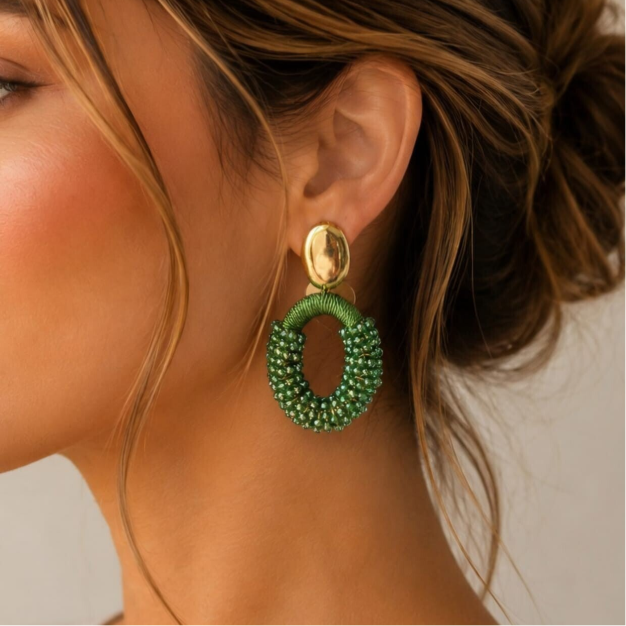 Belike oorbellen Little Green oval