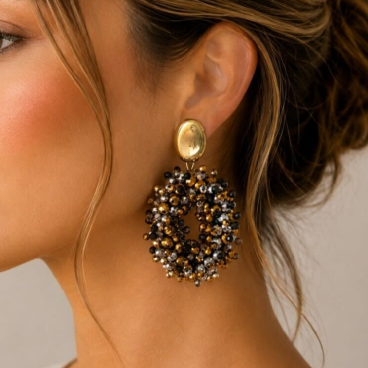 Belike Oorbellen Gold Black