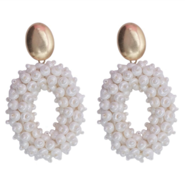 Belike Oorbellen White Oval (Steker)