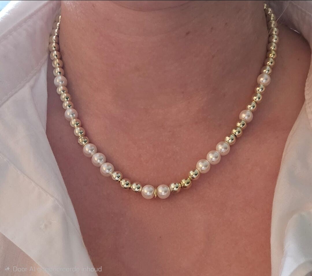 Ketting Sparkling 6MM Pearly