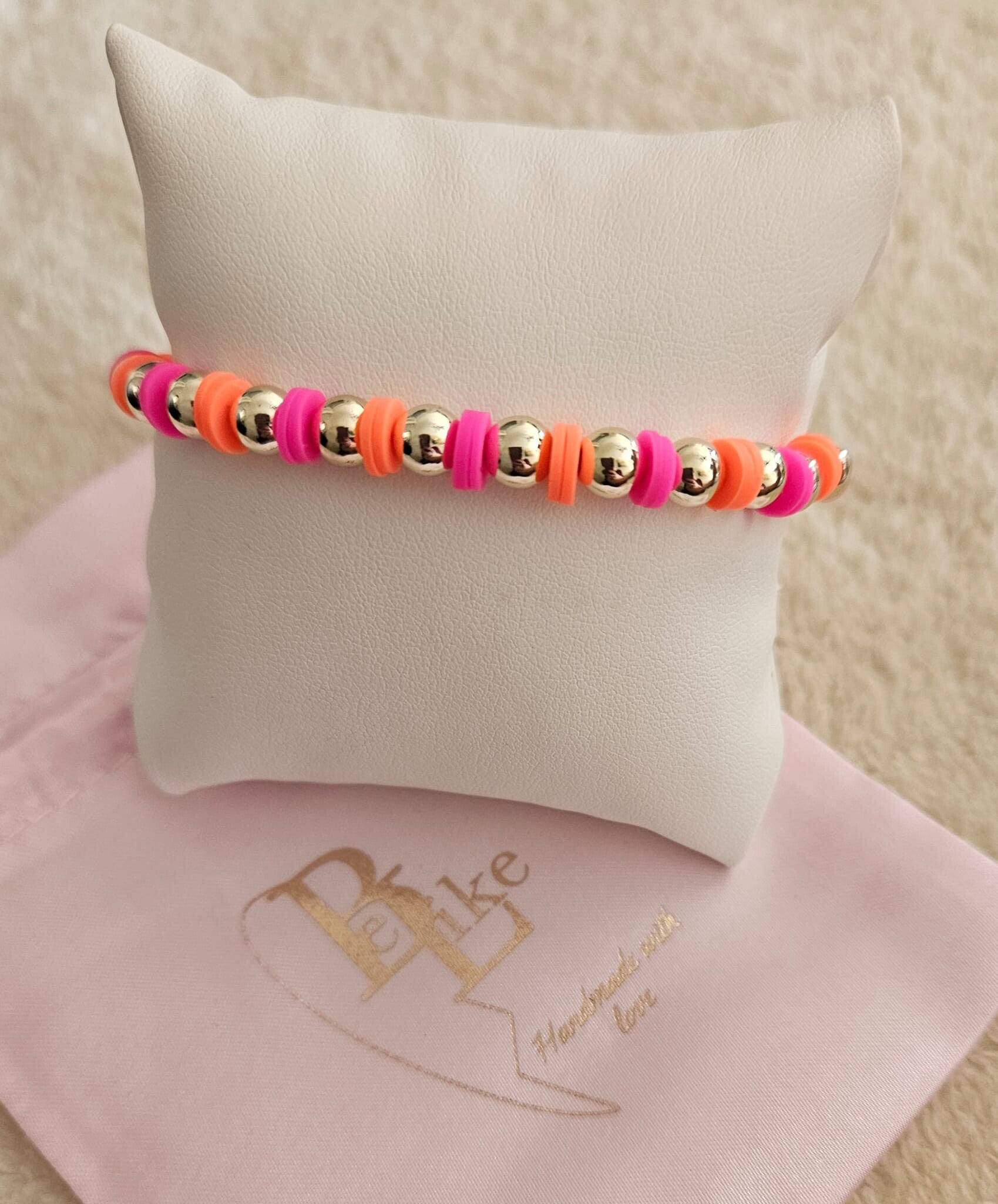 Armband Starkling 6MM Rainbow Neon Fuchsia Orange