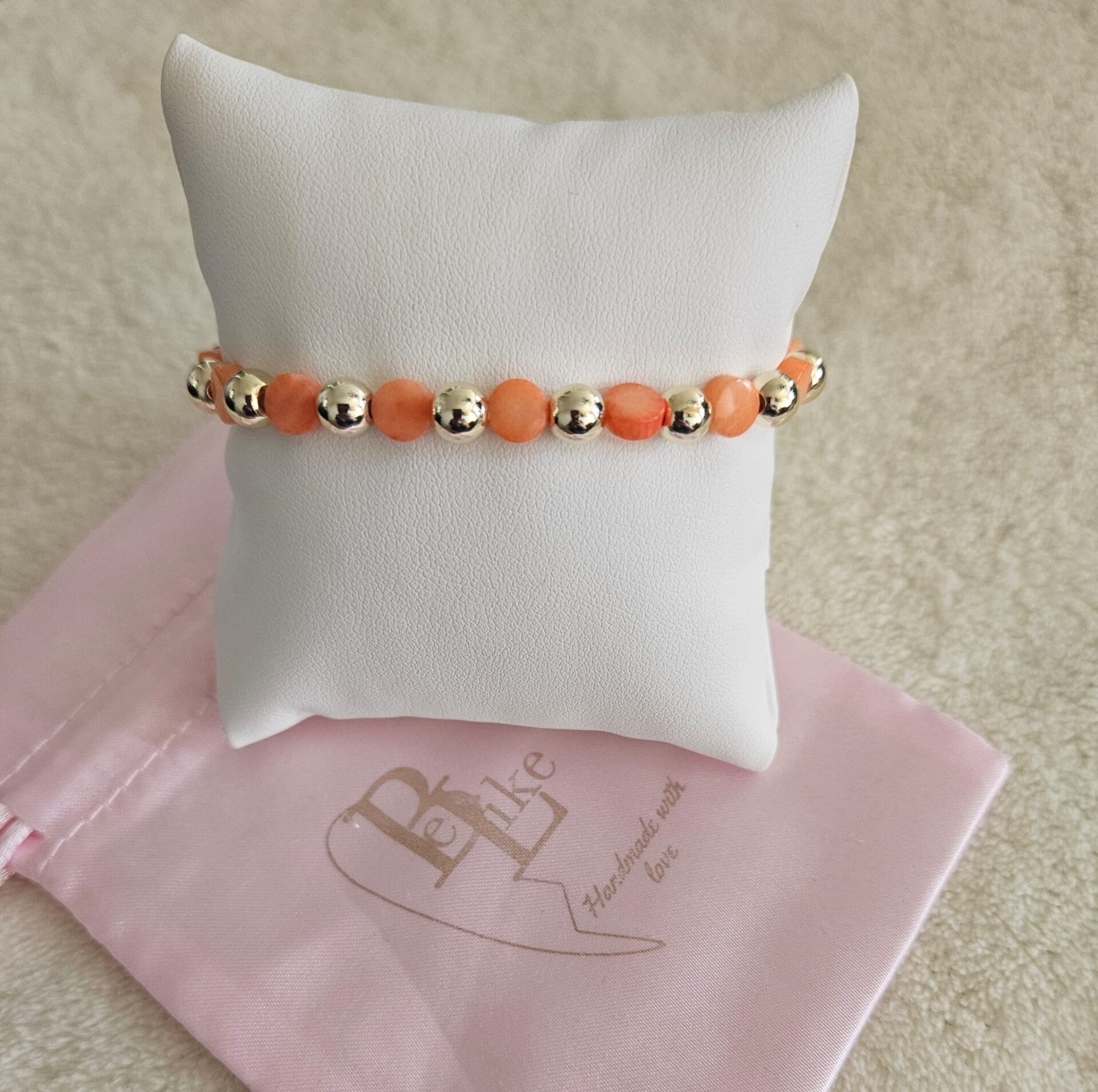 Armband Sparkling 6MM Creme Orange