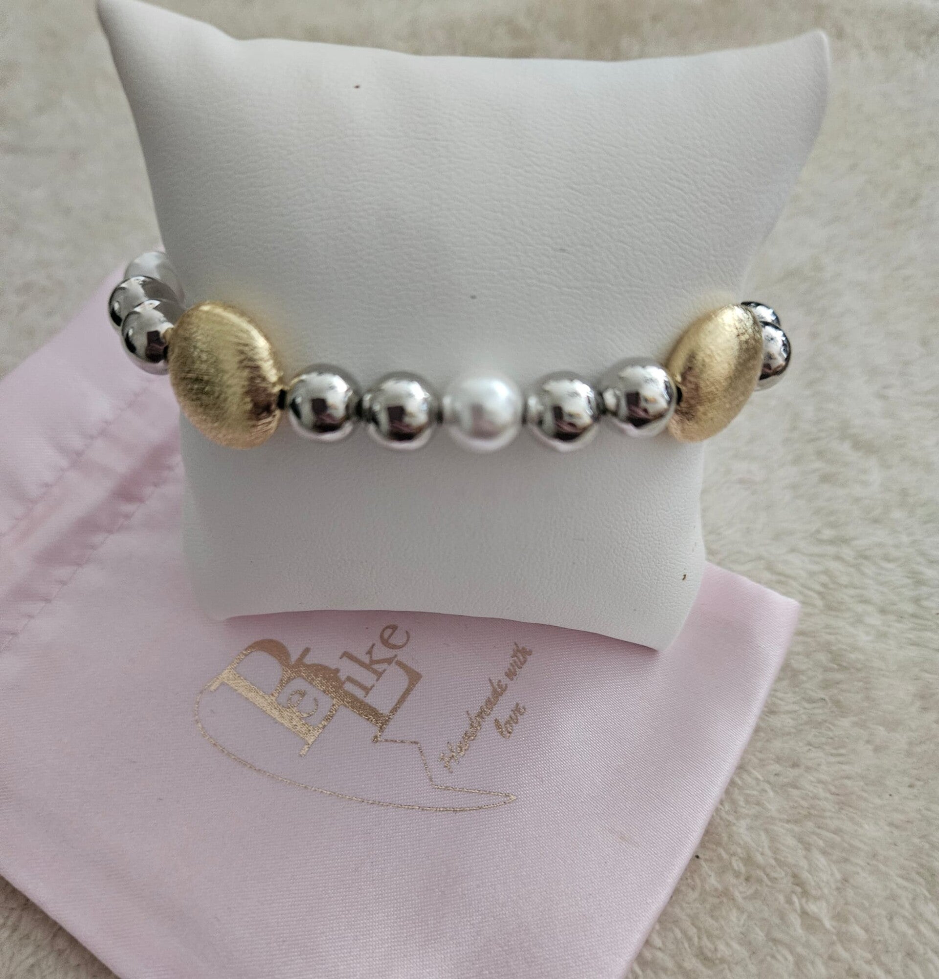 Armband Candy 8MM Pearly Silver
