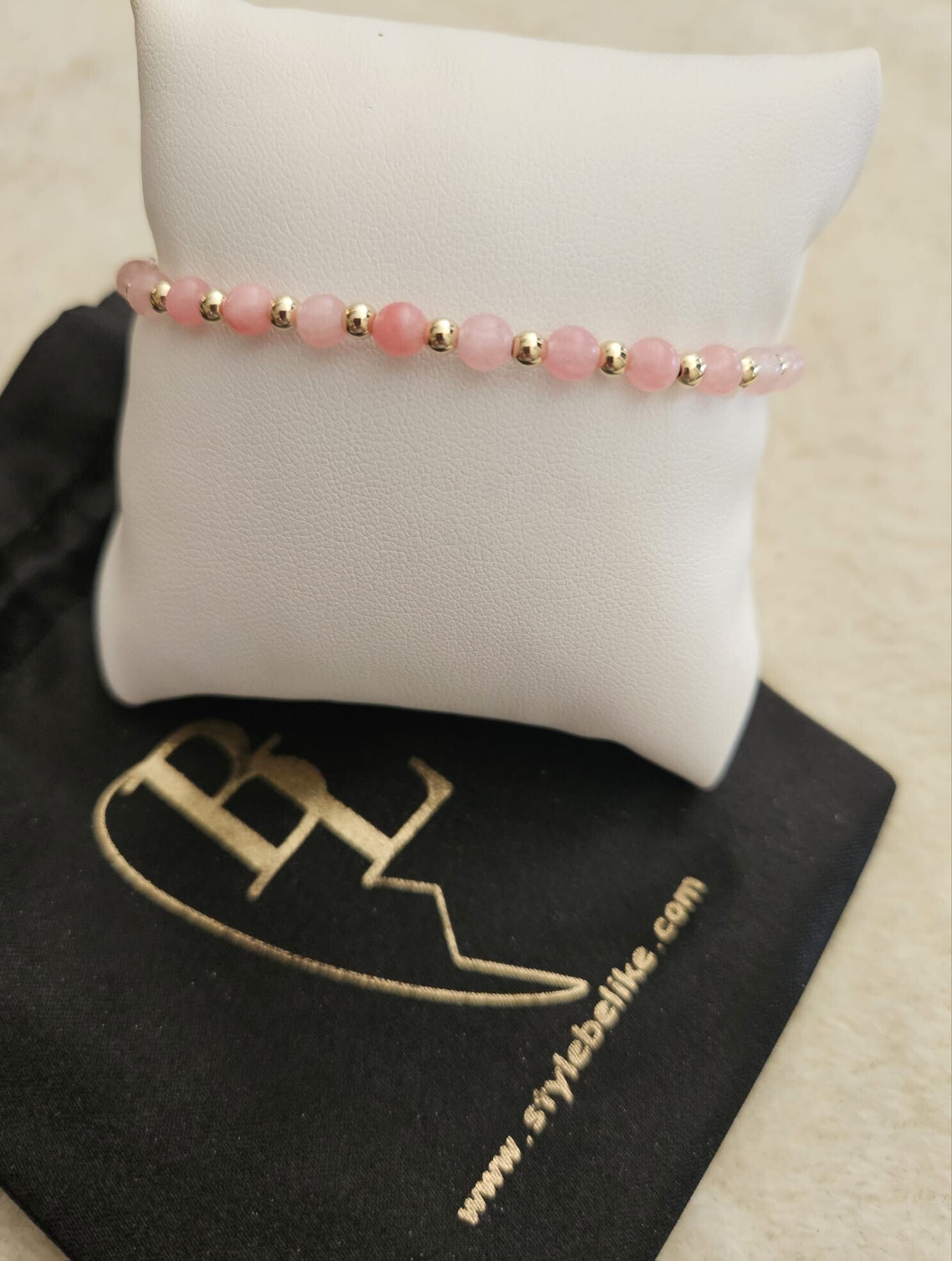Armband Luxury 3MM Pink Jade