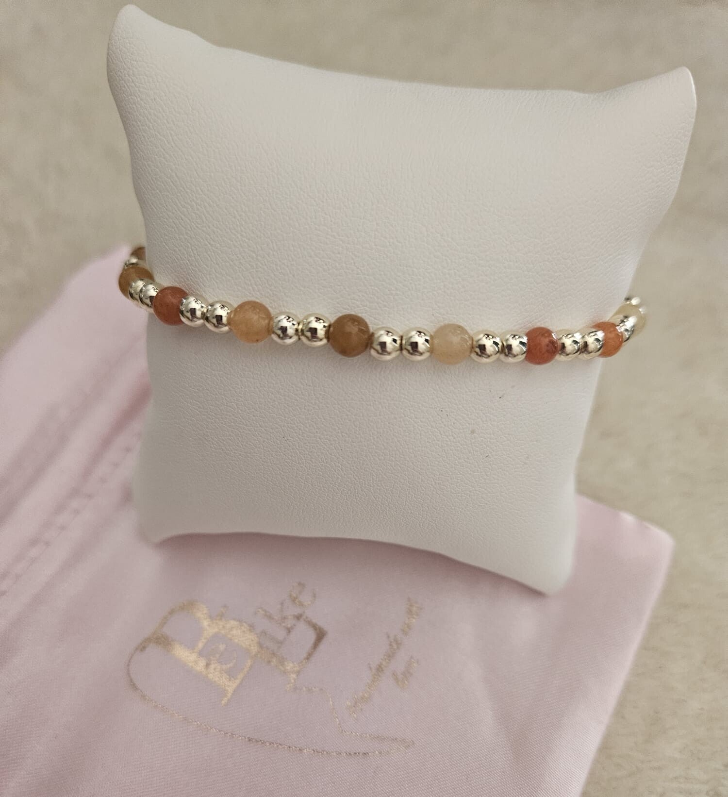 Armband Sparkling 4MM Nature Orange/Offwhite