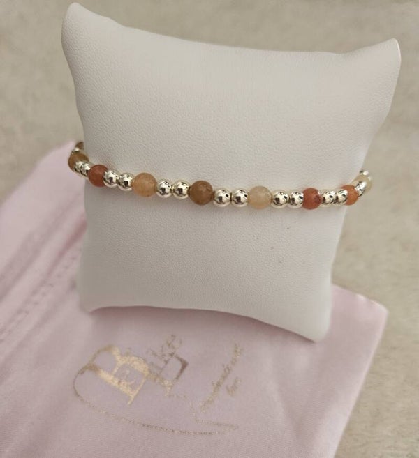 Armband Sparkling 4MM Nature Orange/Offwhite