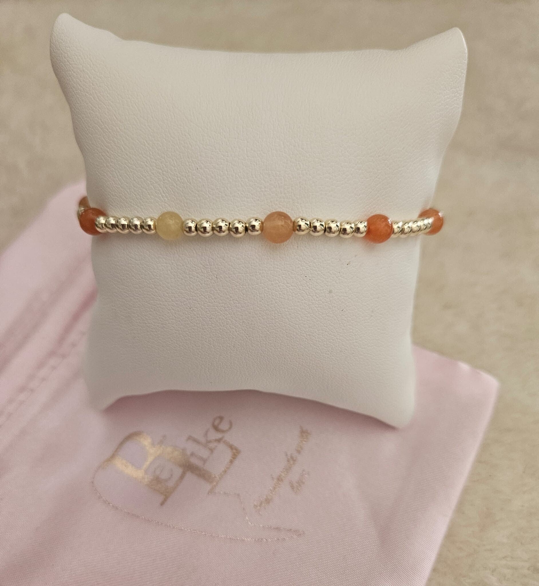 Sparkling Armband 3 MM Nature Orange/Offwhite