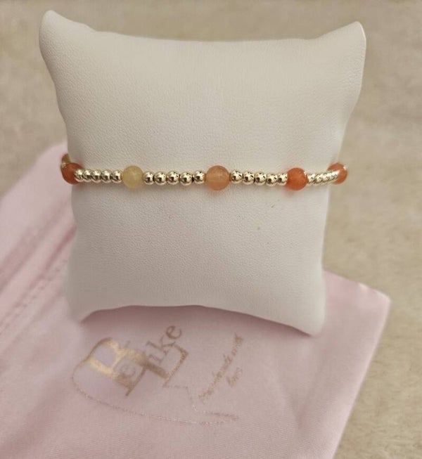 Sparkling Armband 3 MM Nature Orange/Offwhite