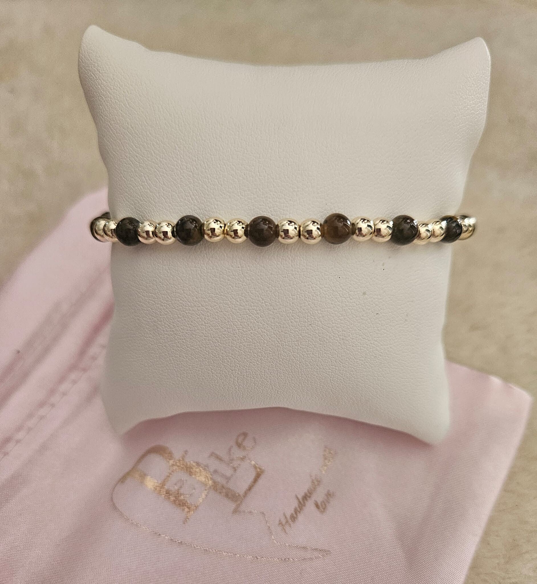 Sparkling Armband 4MM Nature Brown Dot