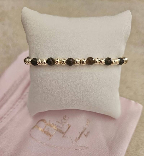 Sparkling Armband 4MM Nature Brown Dot