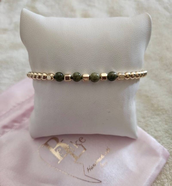 Armband Luxury 4MM Hexagon Olive Green