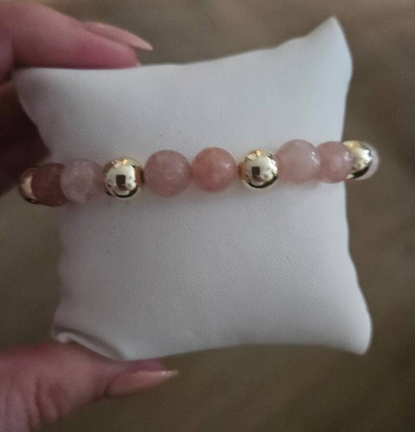 Armband Sparkling 8MM Dusty Pink Velvet