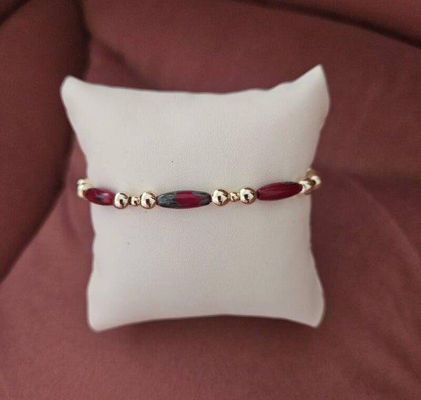 Armband Sparkling 5/3 MM Coral Red Green