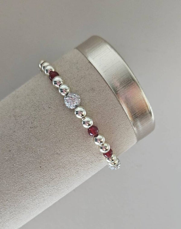 Armband Sparkling 5MM Party Jade Dark Red