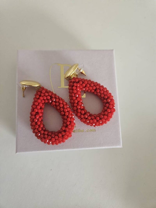 Belike Oorbellen Bright Red Large (Steker)