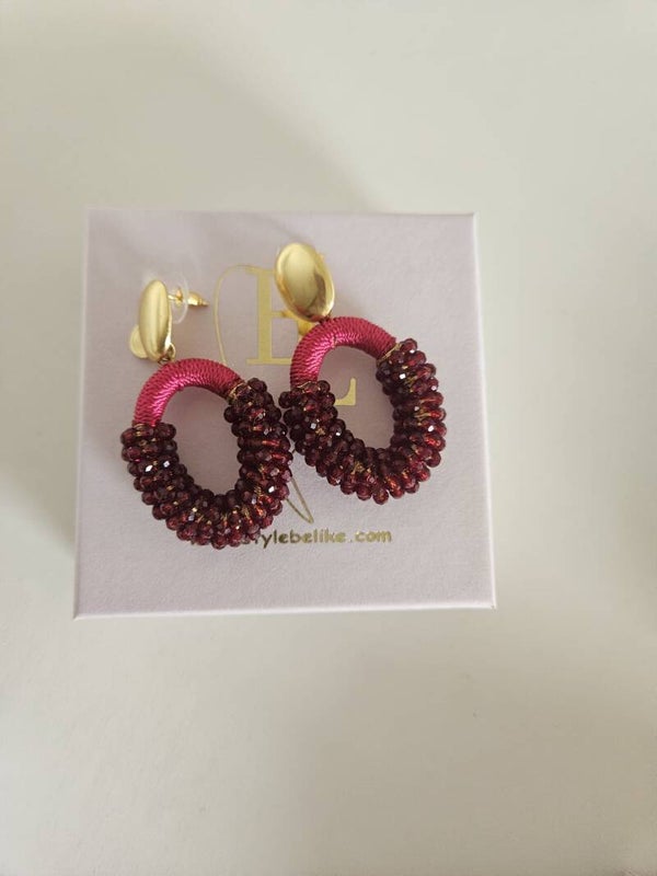Belike Oorbellen pink Burgundi Loop Medium (Steker)
