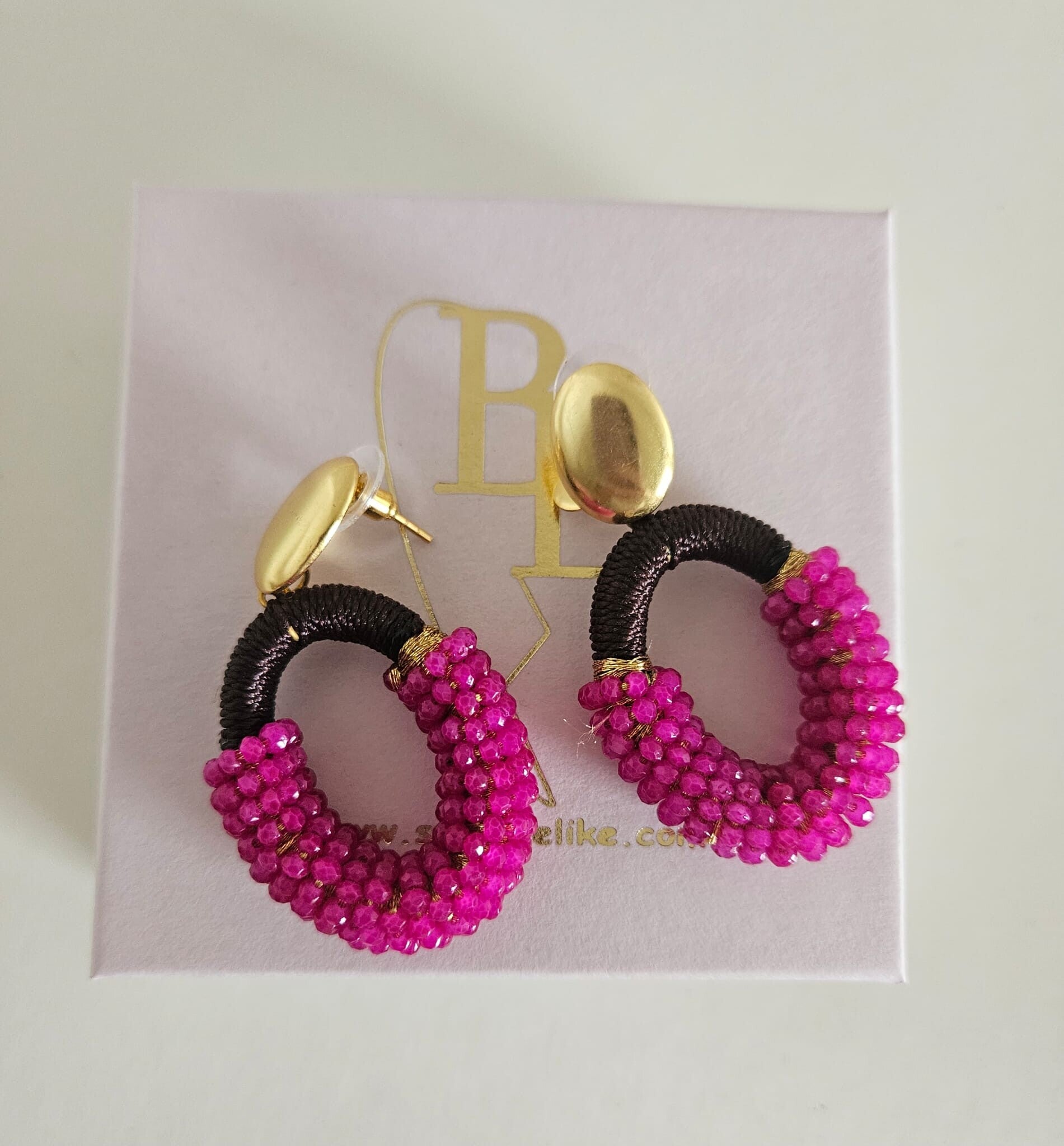 Belike Oorbellen Brown Pink Loop Medium (Steker)