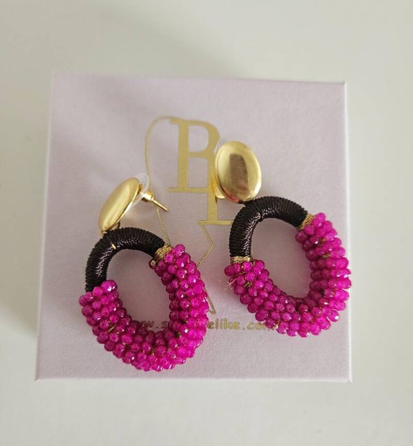Belike Oorbellen Brown Pink Loop Medium (Steker)