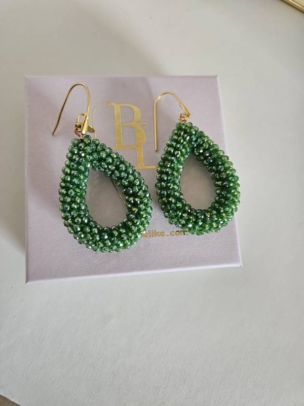 Belike Oorbellen Sparkly Green Droplet (Hanger)