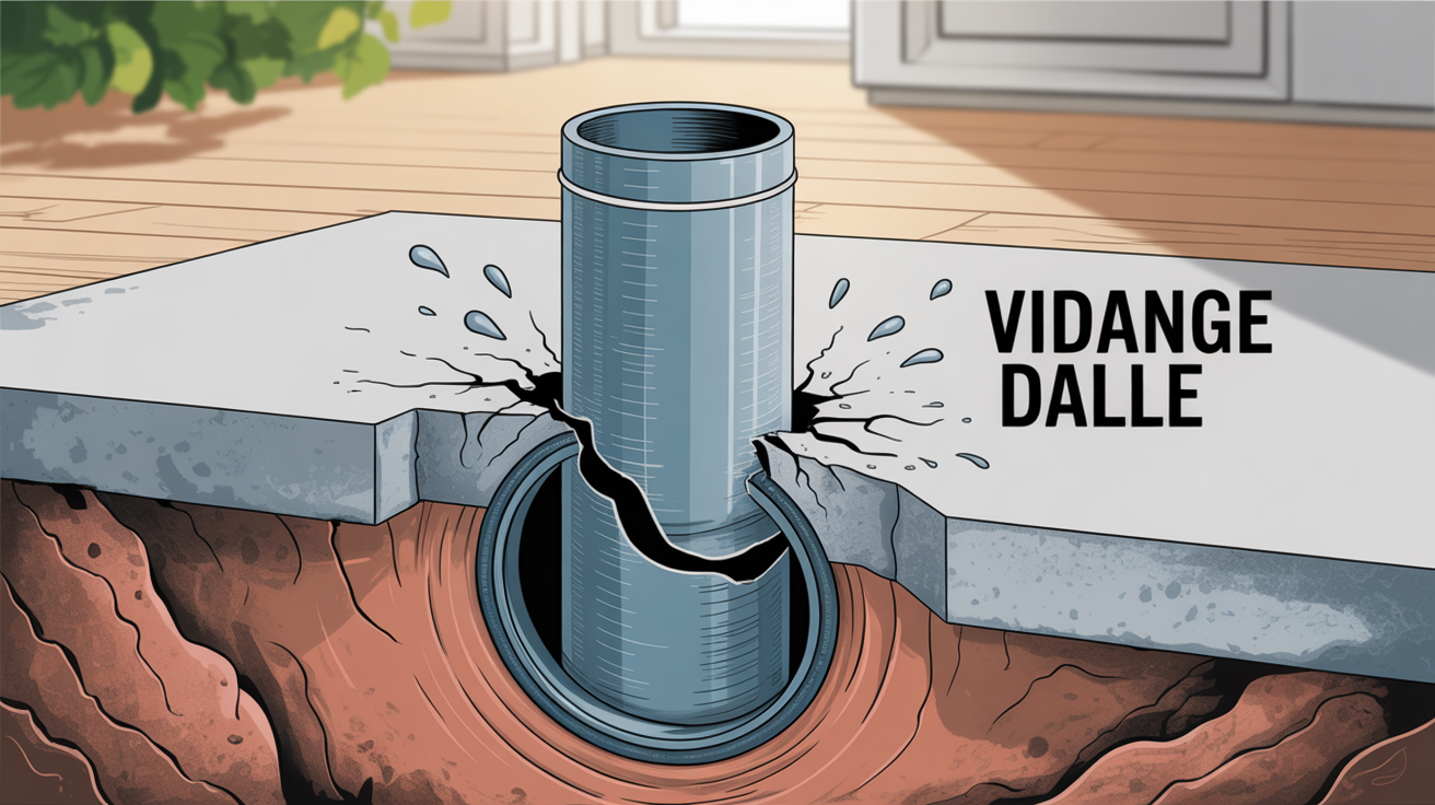 Détection et réparation de fuite sur canalisation sous dalle en béton.