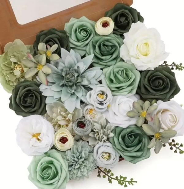 Fleurs dans les tons de verte