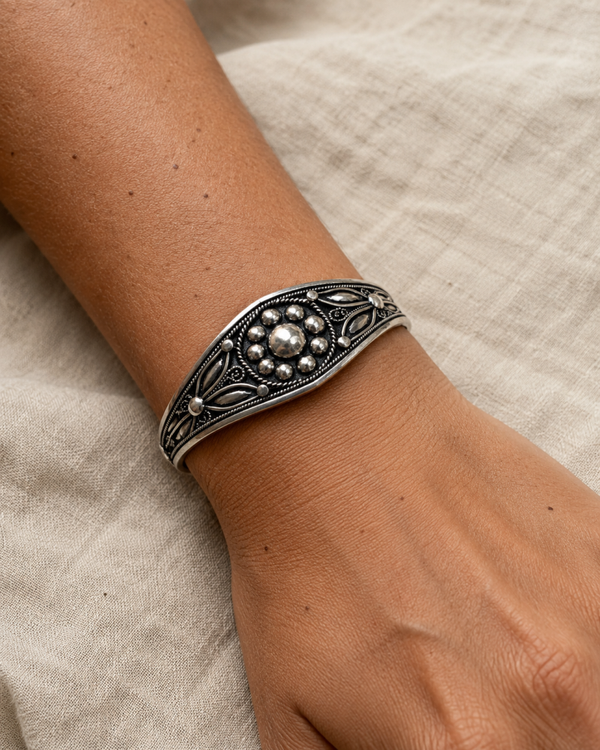 Bracelet jonc argent 925 – Fleur de l’Atlas